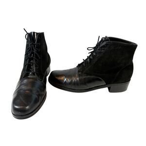 Vintage Pappagallo G-Tovino Made In Brazil Black Laced Up Leather Boots Size 6 M